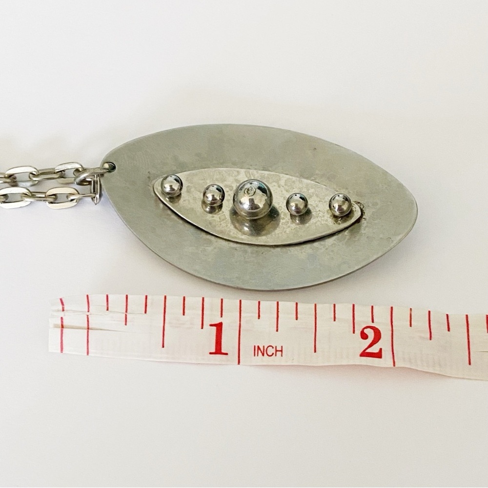 Vintage MCM silver tone mod style necklace 27” - Picture 4 of 6